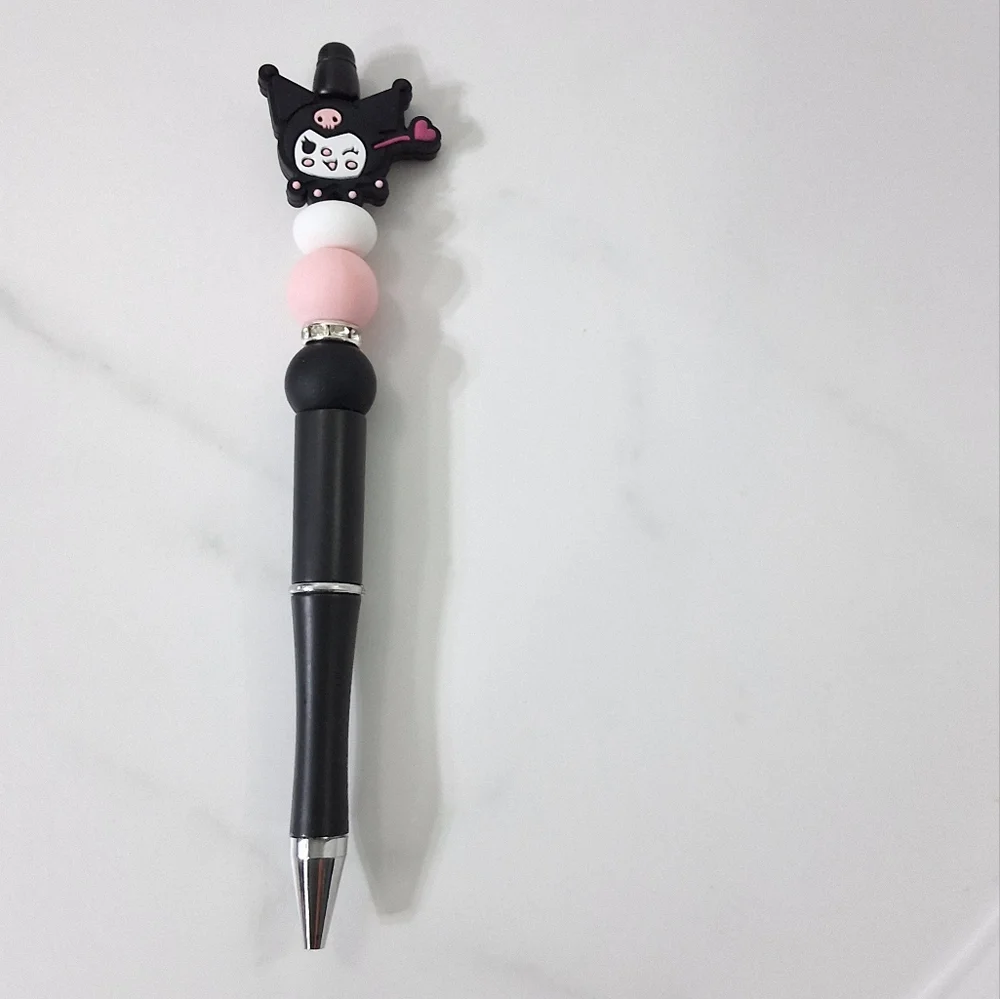 Kuromi Sanrio Black Beaded Writing Pen, Black Ink Pen, NEW